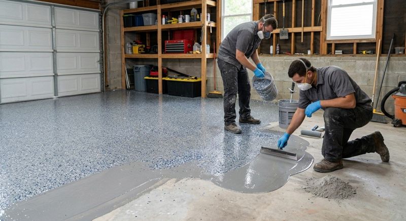 Speckled Garage Floor Painting in Loudoun County, VA